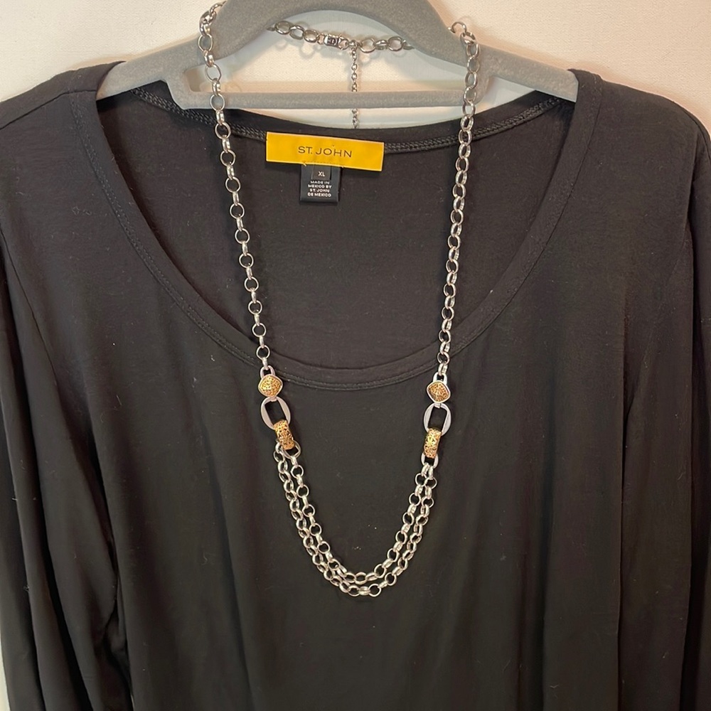 Etienne Aigner Gold & Silver tone 34” necklace. Can be worn a few different ways